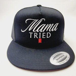 Mama Tried Mesh Adjustable Snapback Direct Embroidered Flat Bill Trucker Hat Cap